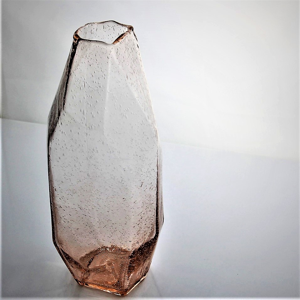 Pink Colored Bubble Glass Vases