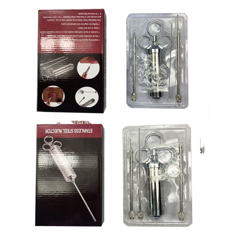 2oz 304 Stainless Meat Injector Syringe BBQ Grill Smoker Steak