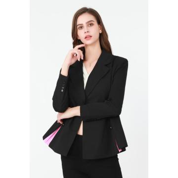 Double-Breasted Pink Split Suit Jacket