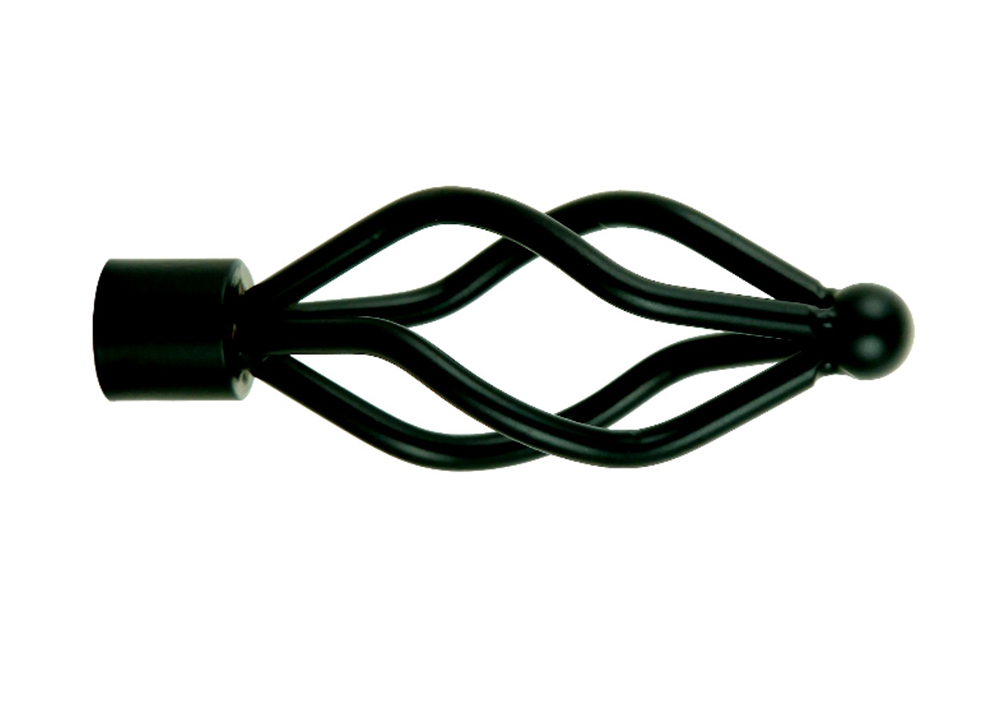 Black Long Twisted Cage Curtain Rod Head