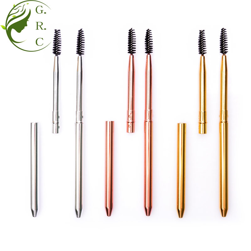 Metal Mascara Brushes Makeup Eyebrow Brush with Lid