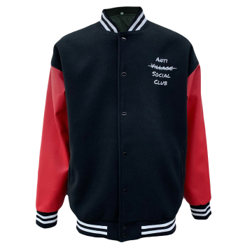 Custom Men Embroidered Woolen Leather Sleeve Varsity Jacket