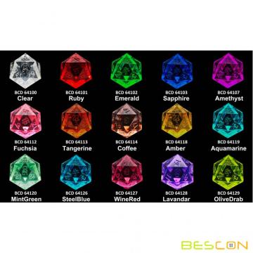 Bescon Crystal Clear (Unpainted) Sharp Edge DND Dice Set of 7, Razor Edged Polyhedral D&D Dice Set for Role Playing Games