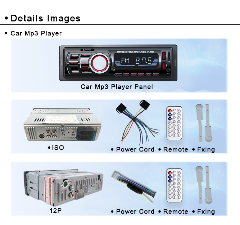 1 Din Stereo Aux-in Mp3 Fm Receiver Sd Audio BT