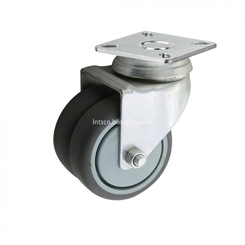 Flat Plate Dual-wheel Swivel Casters with TPR Wheels