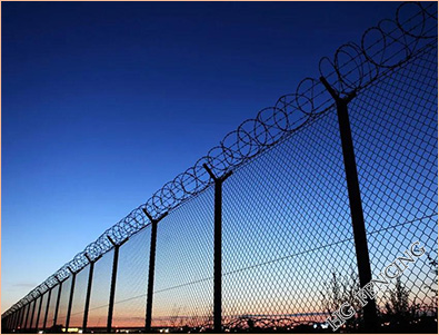 Razor barbed wire is used in airport fencing 