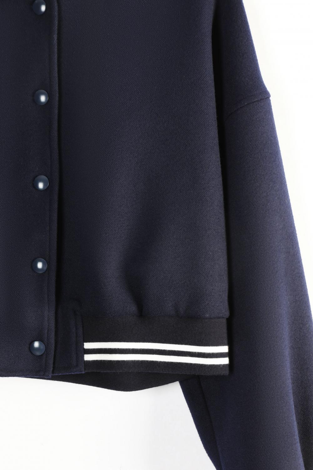 Ribbed Collar and Ribbed Cuff Long-sleeve Short Jacket