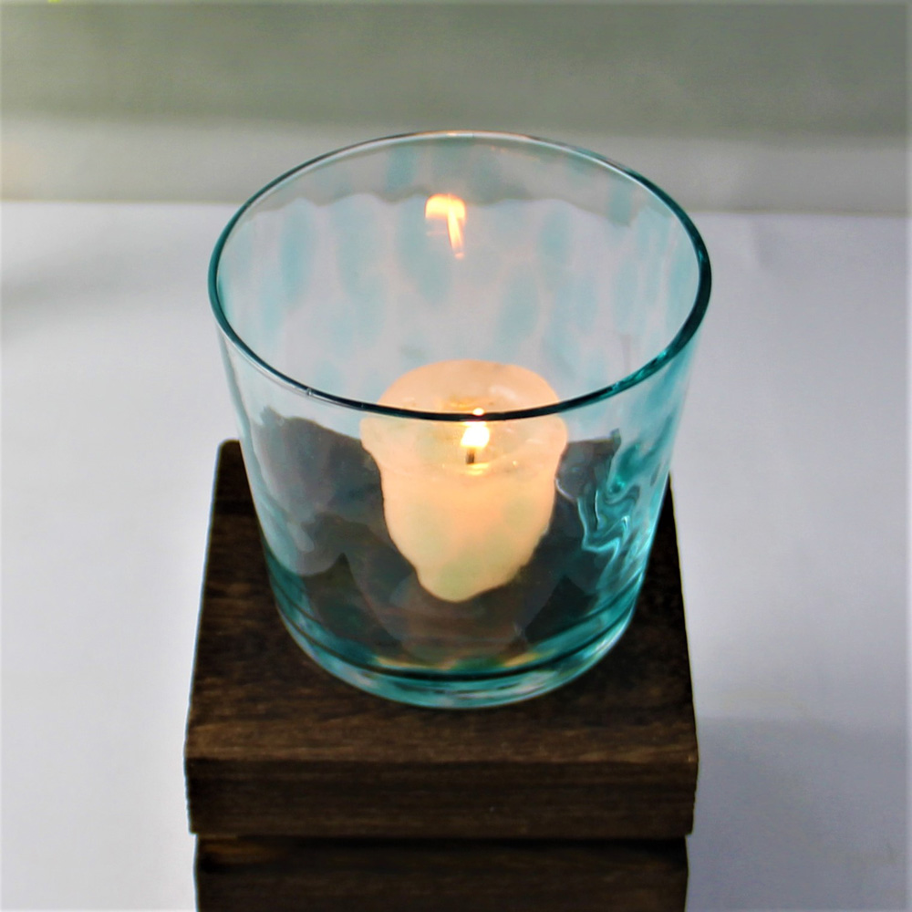 Blue Colored Spot Glass Candle Holder