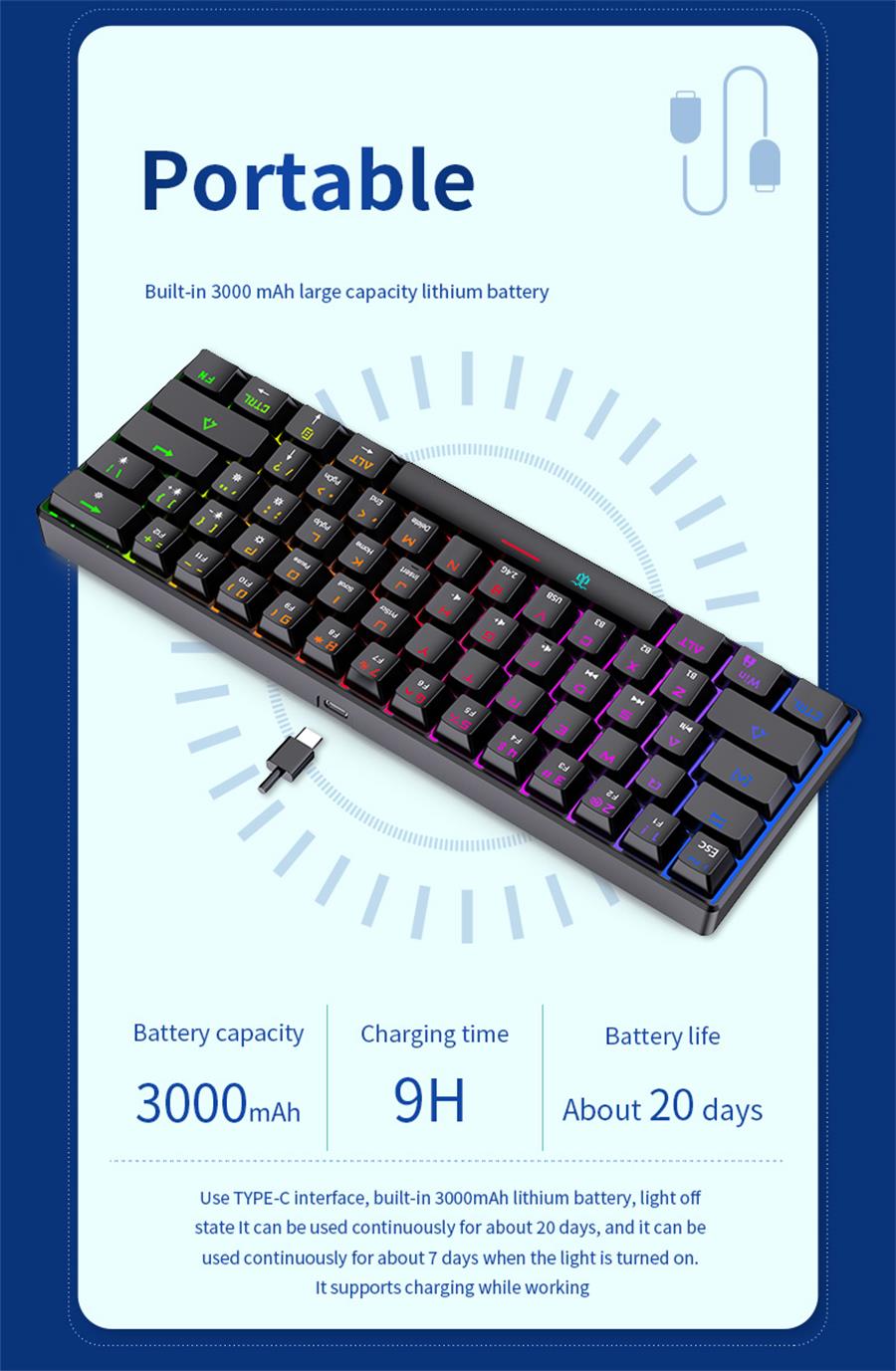 wireless 60 percent keyboard