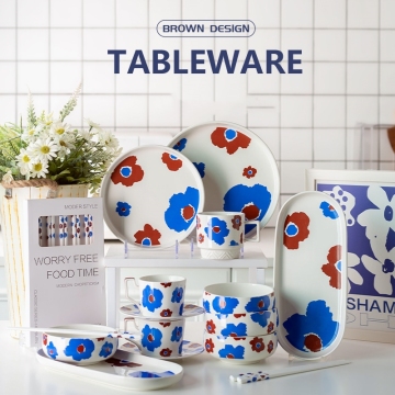 Wholesale Decal Dinnerware Set Nordic Tableware Ceramic Dinner Set Porcelain kitchen & tabletop ceramic plates sets