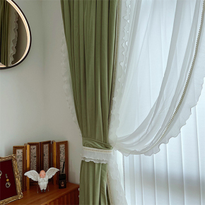 Green French Manageable High Shading Cashmere Curtains