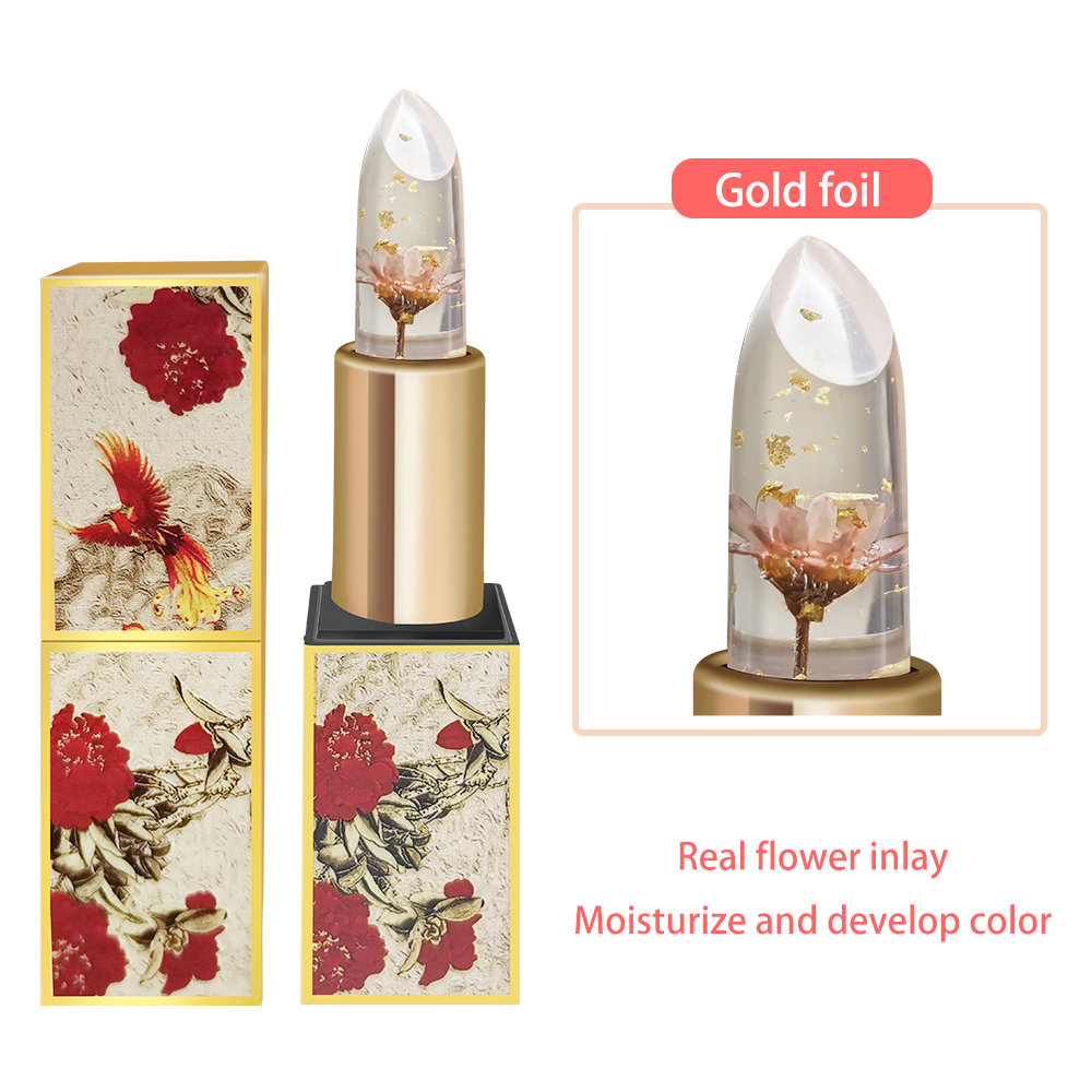 Gold Pack of 6 Crystal Dry Flower Jelly Lipstick