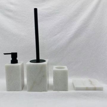 Customized white square marble bathroom accessory set