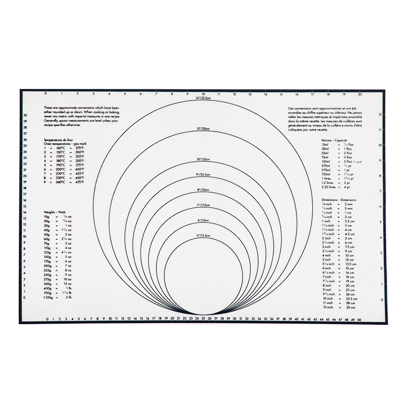 Non-slip with measurements silicone dough pastry mat