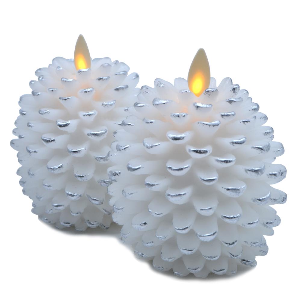 Pinecone Shape Led Flameless Battery Candles With Timer