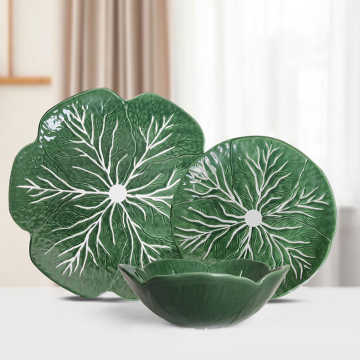 Green cabbage plate petal ceramic tableware