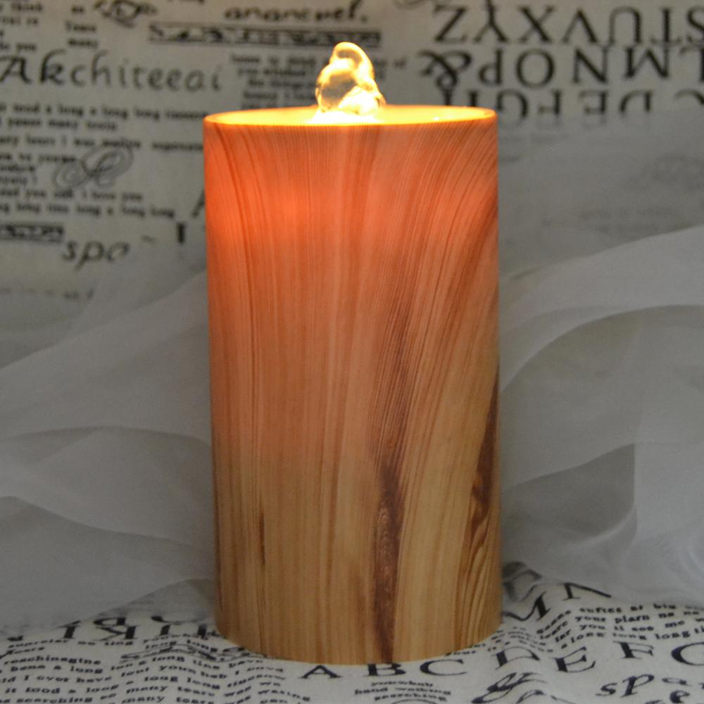 rechargeable water fountain candles with wooden pattern