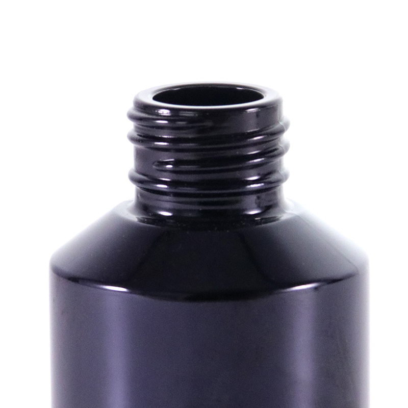 Black oblique shoulder glass bottle mouth