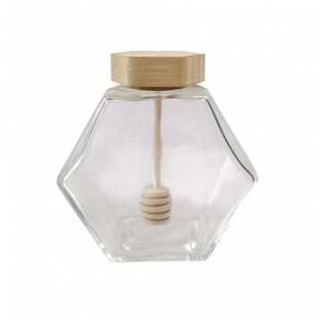 Glass Jar With Bamboo Lid For Honey Storage