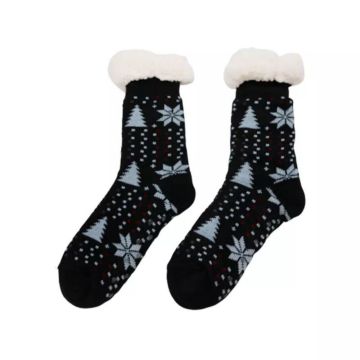 Anti-slip Lounge Knitted Slipper Socks With Sherpa Lining