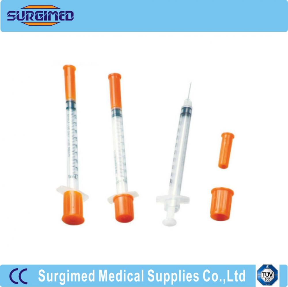 Medical Unibody Disposable Insulin Syringe Orange Cap