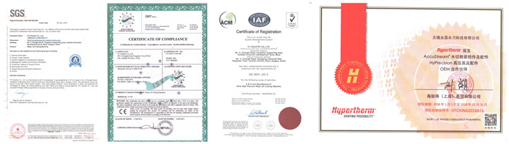 CNC Wter Jet Machine Certifications