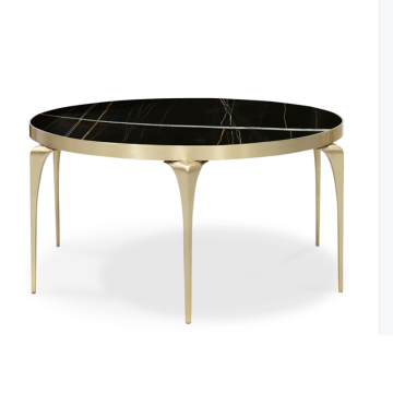 Round Metal Legs Marble Top Dining Table