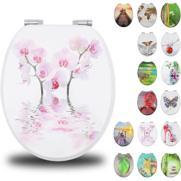 MDF Toilet Seat Soft Close in pink-flower Patterns