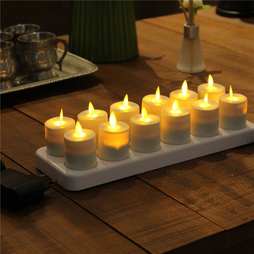Flickering flameless led rechargeable tea lights