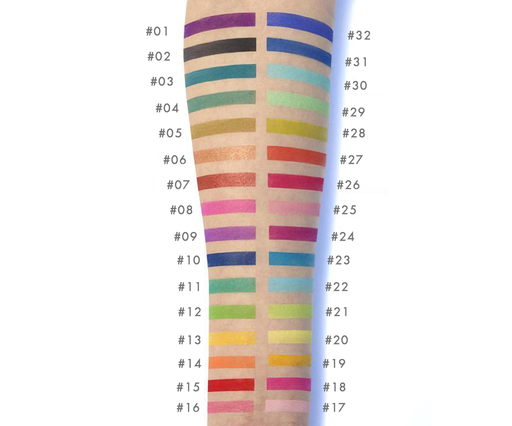 5. Thirty-color eyeshadow arm test color effect