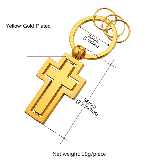 gold cross keychain