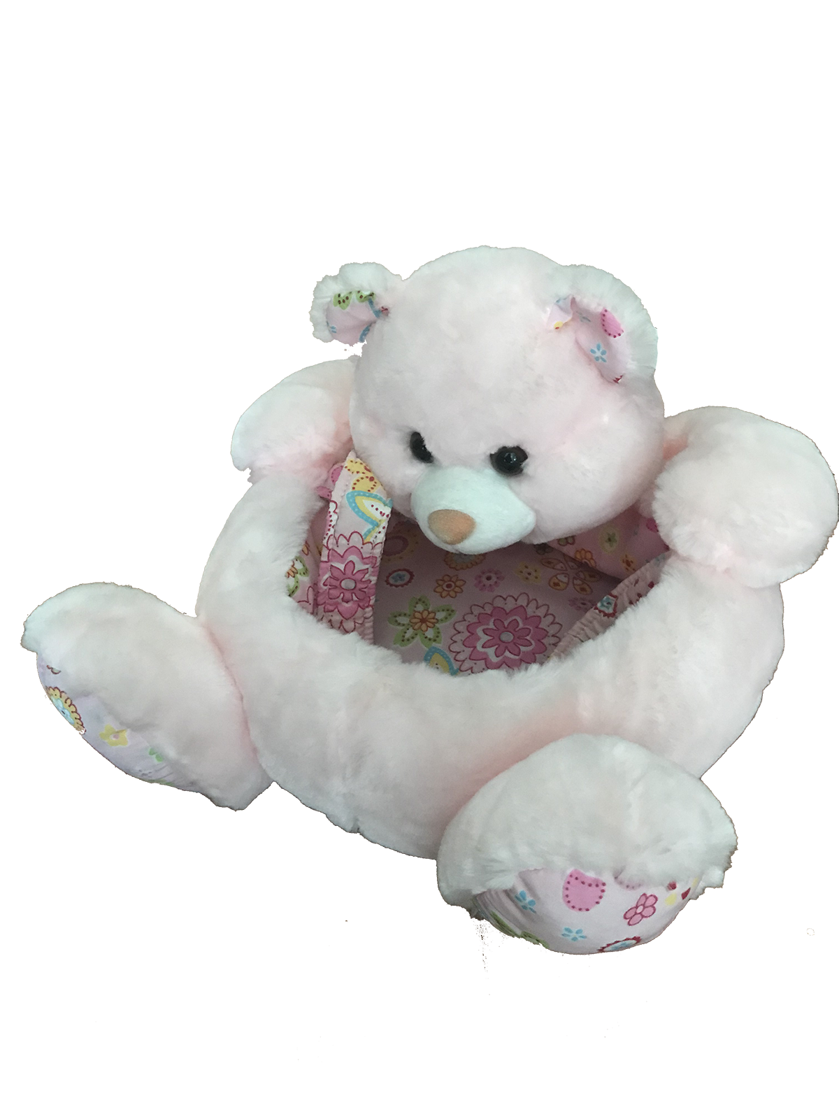 Plush Bear Basket In Pink