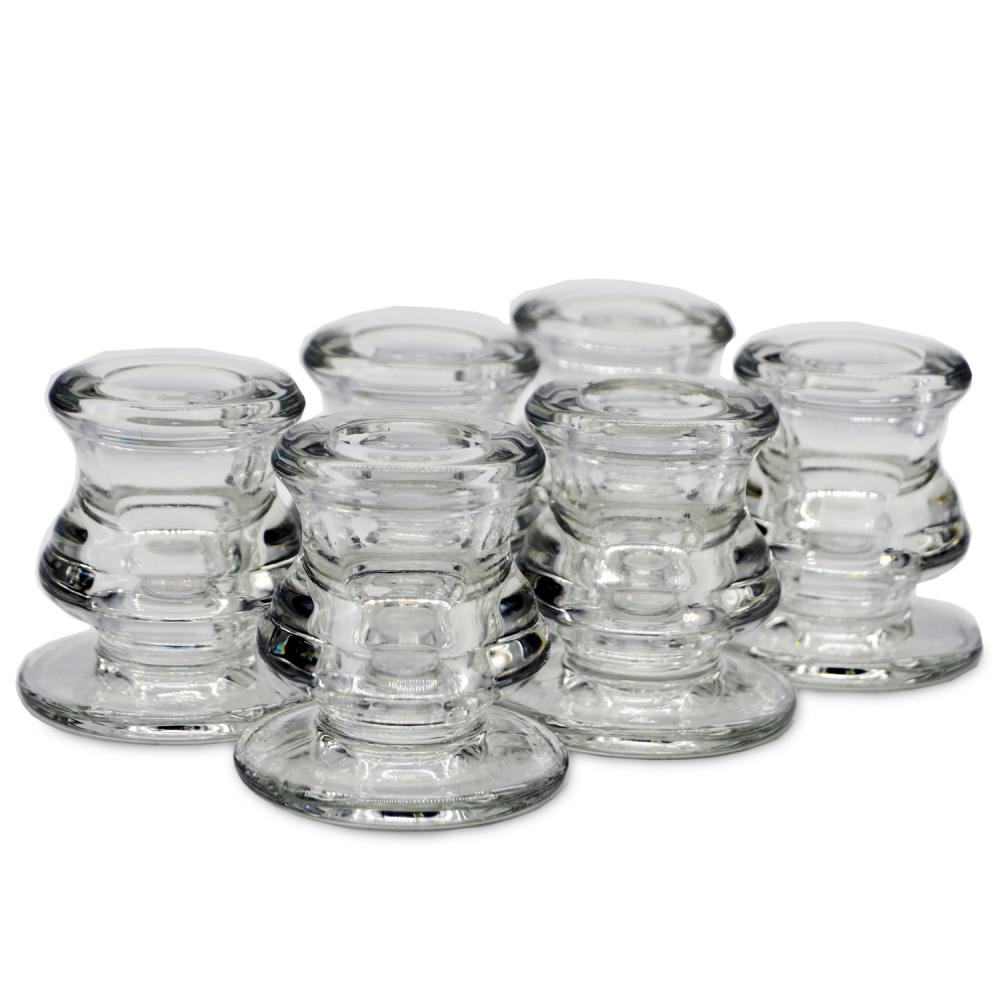 Transparent Clear Glass Taper Candle Holders