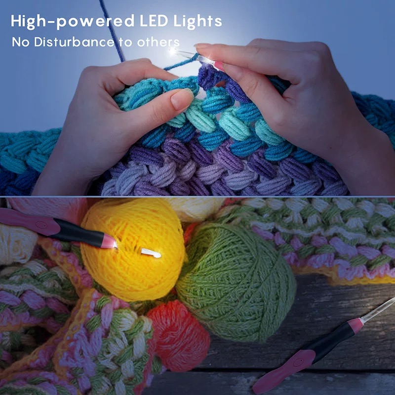 Rechargeable Light Crochet Hooks With Interchangeable Heads