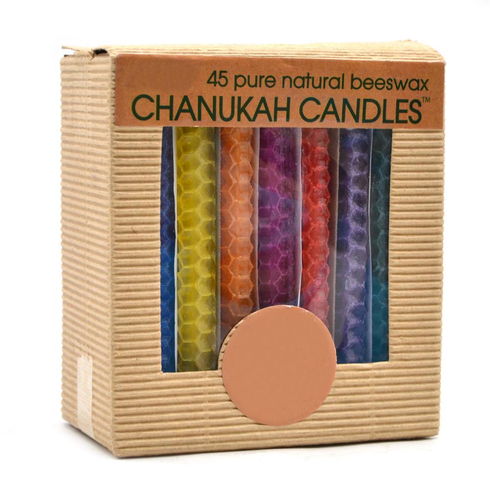 Colored Hand Rolled Dripless Hanukkah Beeswax Candles