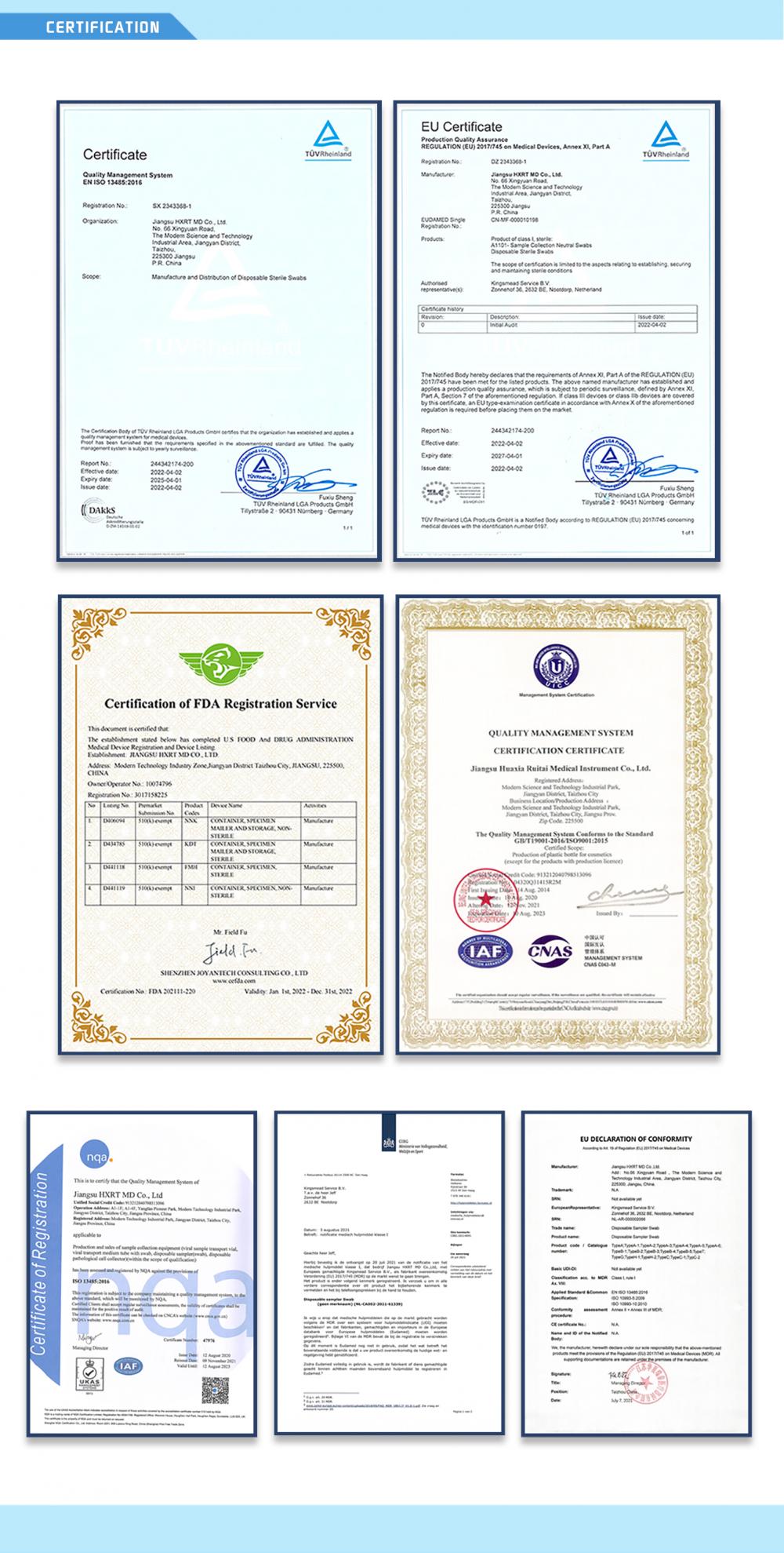 Swab Certificate