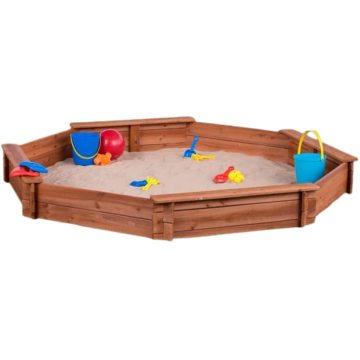 Octagon Wooden Sand box w Seat Boards