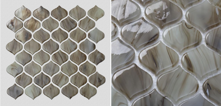 Brown Tan Patterned Glass Mosaic Tiles