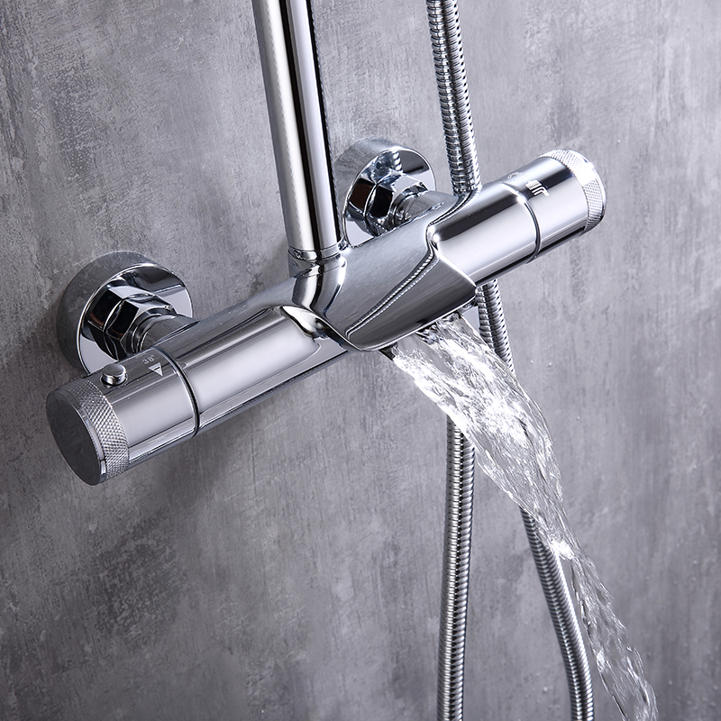 dual handle with waterfall spout chrome shower set main body