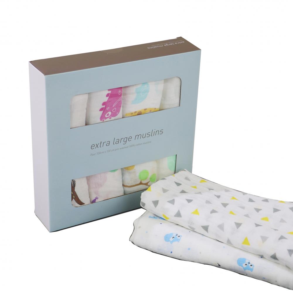 Baby Washed 100% Cotton Muslin Swaddle Blanket 4PK