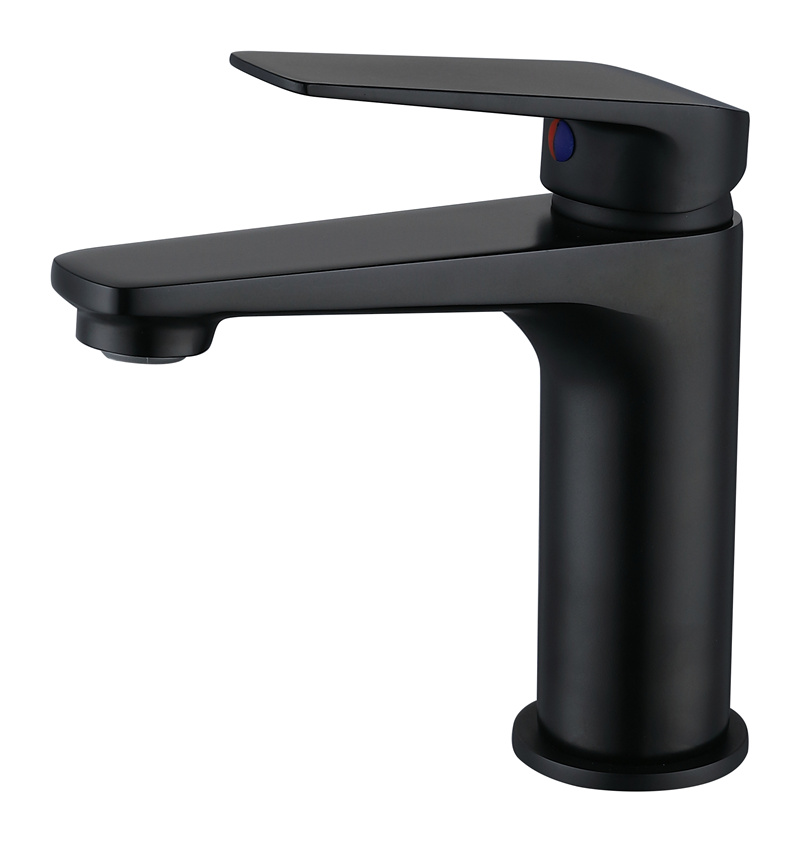 short black cold hot water basin faucet with single lever