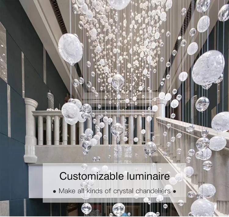 Classic bubble hotel lobby superstore modern crystal white globe light stainless steel pendant light