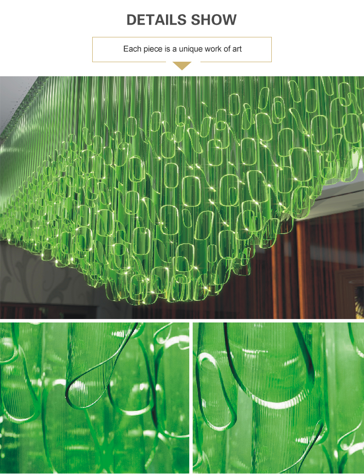 Professional customized dreamlike kitchen green crystal glass chandelier lamp