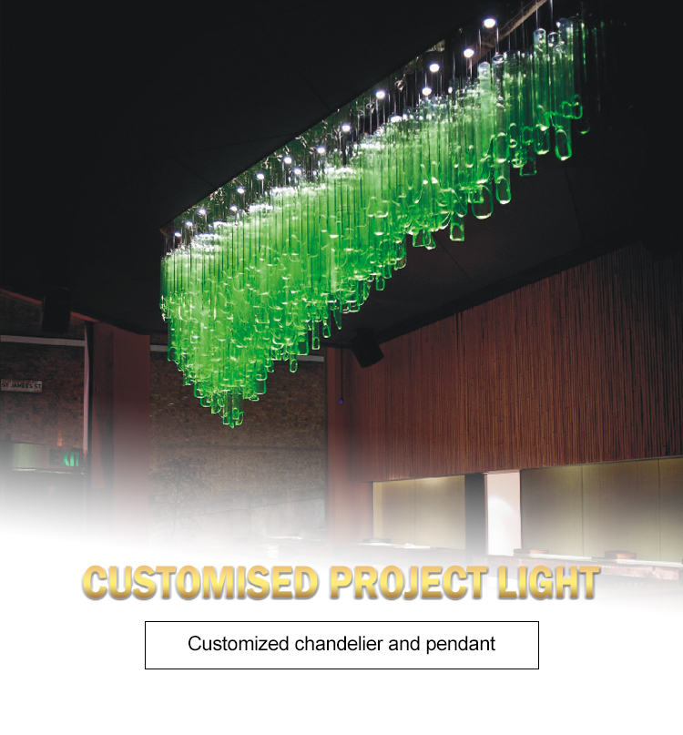 Professional customized dreamlike kitchen green crystal glass chandelier lamp