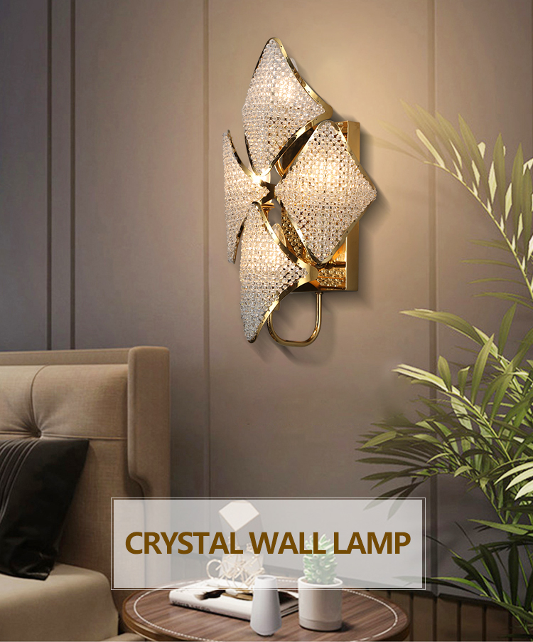 Lavius Fashion Decoration Indoor Decorative Bedroom Bedside Glass Crystal Led Wall Light