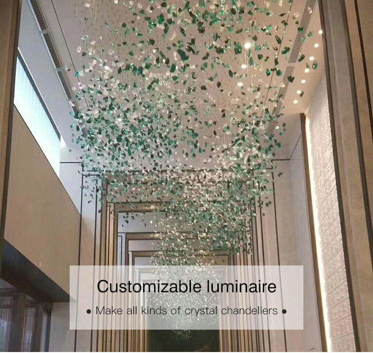 Large custom project lighting hotel chandelier glass stainless steel pendant light